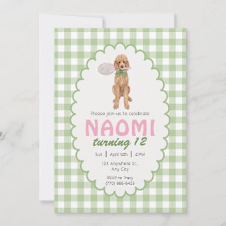 Tennis Poodle Pink Green Geburtstag Einladung