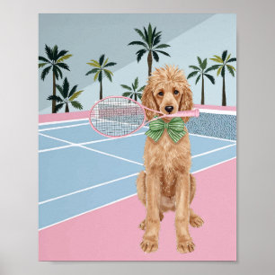 Tennis Poodle Pink Wasserfarbe Poster