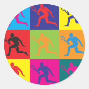 Tennis Pop Art Runder Aufkleber