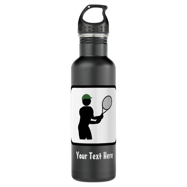 Tennis Pose mit Racquet spielen - Freude am Text Edelstahlflasche (Vorderseite)