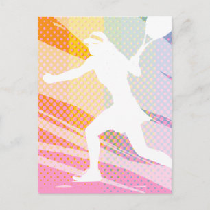 Tennis-Postkarte mit Druck eines weiblichen Tennis Postkarte