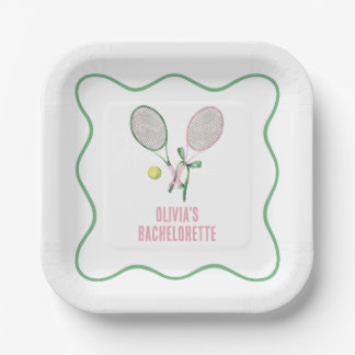 Tennis preppy bachelorette paper plates pappteller