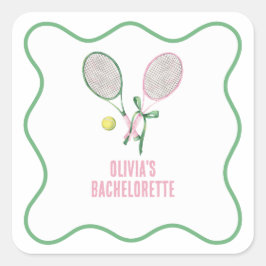 Tennis preppy bachelorette quadratischer aufkleber