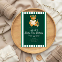 Tennis Preppy Bear 1er Invitation anniversaire