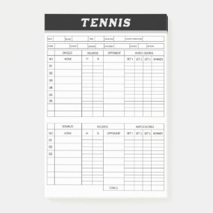 Tennis-Punktbogen - Punktewertung - Nachhinweise Post-it Klebezettel