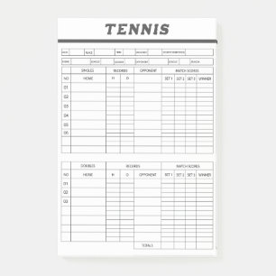 Tennis-Punktbogen - Punktewertung - Nachhinweise Post-it Klebezettel