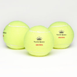 Tennis Queen modernisieren Text mit Krone Tennisbälle