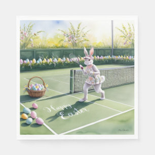 Tennis Rabbit Player Osterfeier am Platz Serviette
