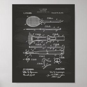 Tennis Racket 1916 Patentart - Chalkboard Poster