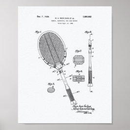 Tennis Racket 1925 Weißbuch zum Thema Patentkunst Poster