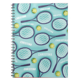 Tennis Racket Ball & Kids Girls Muster Niedlich Notizblock