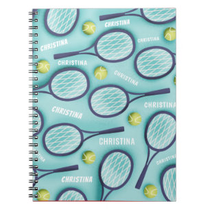 Tennis Racket Ball & Kids Girls Muster Niedlich Notizblock
