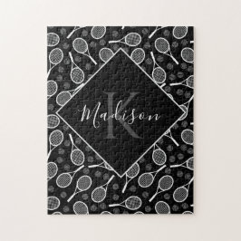 Tennis Racket Ball Muster Initial & Name Monogram