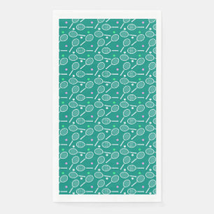 Tennis Racket & Ball Muster Retro Emerald Green Serviette
