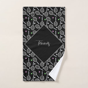 Tennis Racket & Ball Pattern Personalisiert Handtuch