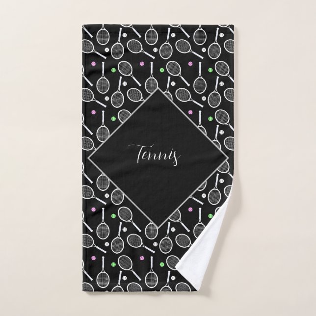 Tennis Racket & Ball Pattern Personalisiert Handtuch (Handtuch)