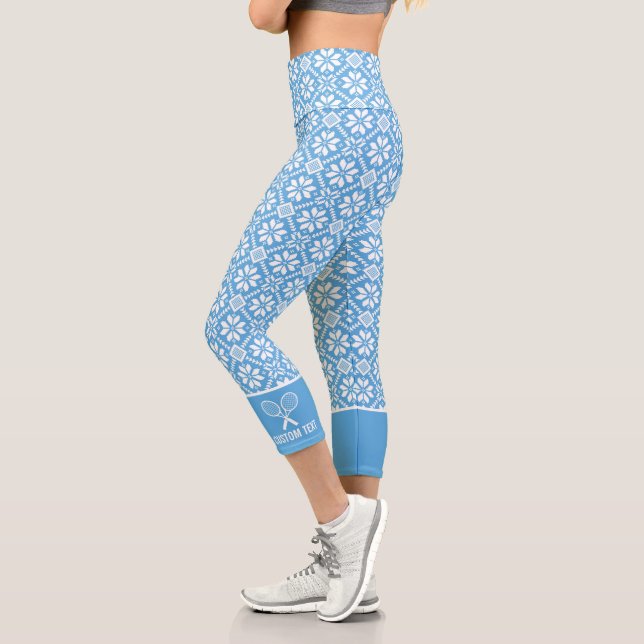 Tennis-Racket-Logo, Winter-Schneeflocke, eigener T Capri Leggings (Links)