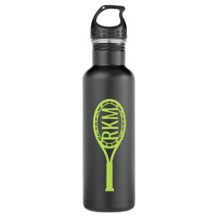 Tennis Racket Monogram Gelb Schwarz Personalisiert Edelstahlflasche