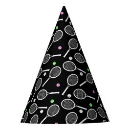 Tennis Racket Muster Extravaganz Schwarz Partyhütchen