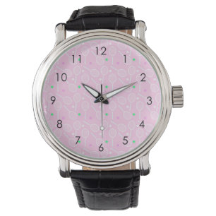 Tennis Racket Muster Pastell Pink Armbanduhr