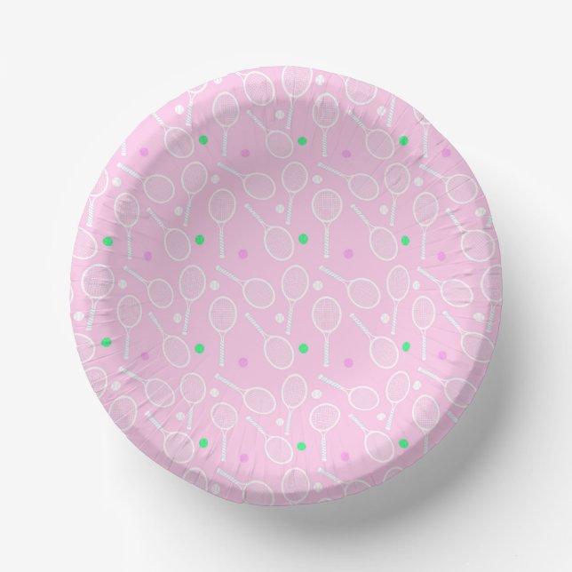 Tennis Racket Muster Pastell Pink Pappteller (Vorderseite)