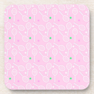 Tennis Racket Muster Pastell Pink Party Getränkeuntersetzer