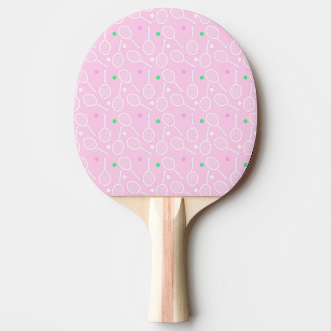 Tennis Racket Muster Pastell Pink Tischtennis Schläger (Vorderseite)