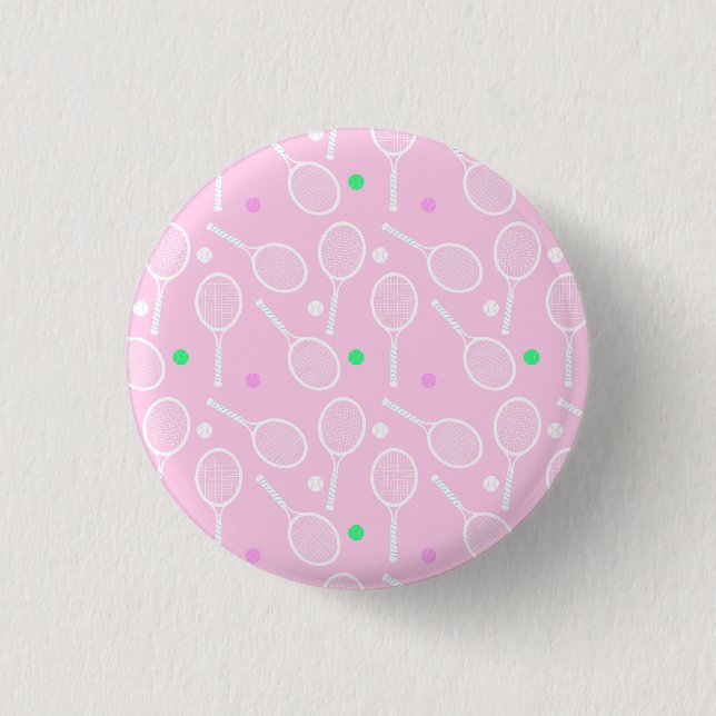 Tennis Racket Muster Pink Button (Vorderseite)
