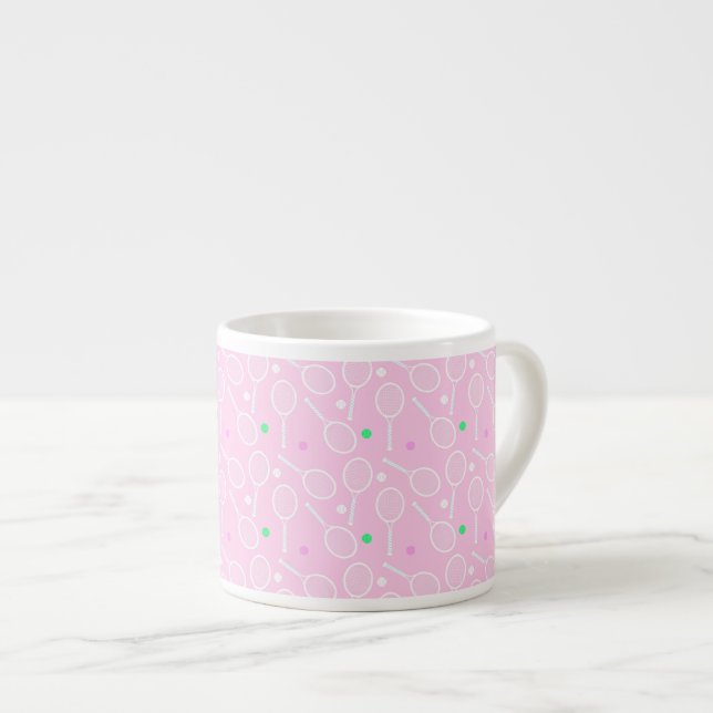 Tennis Racket Muster Pink Espressotasse (Vorderseite Rechts)