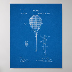 Tennis Racket Patent - Blueprint Poster