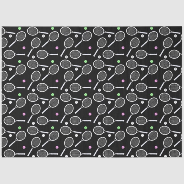 Tennis Racket Pattern Black Seidenpapier (Vorderseite)
