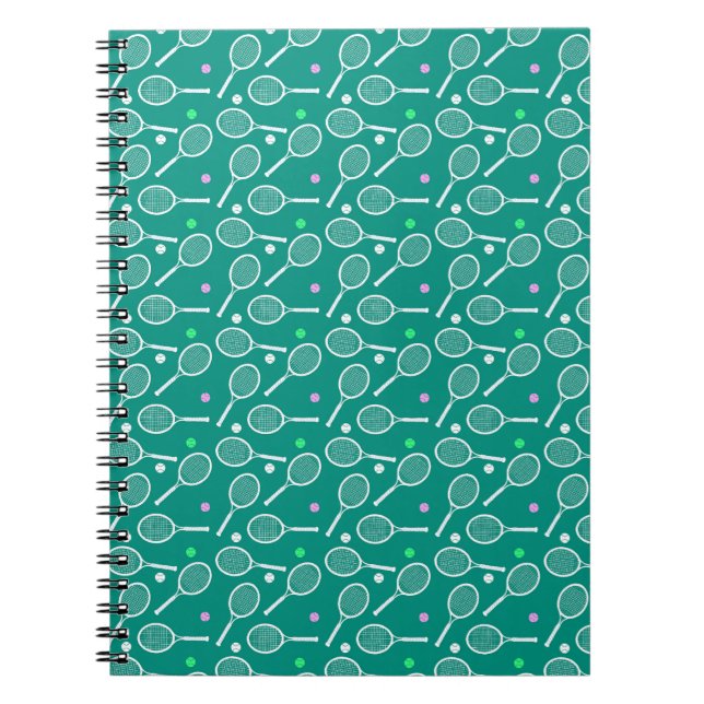 Tennis Racket Pattern Green Notizblock (Vorderseite)