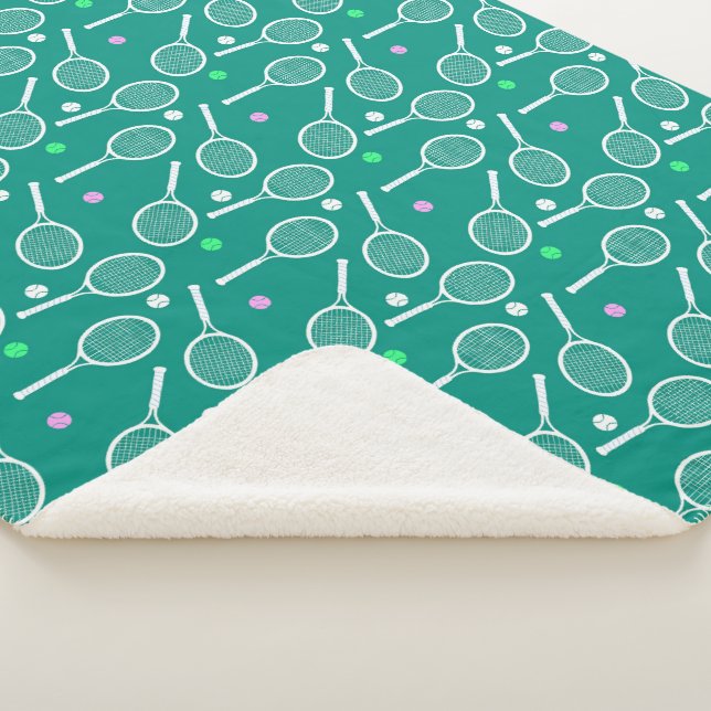 Tennis Racket Pattern Green Sherpadecke (3/4)