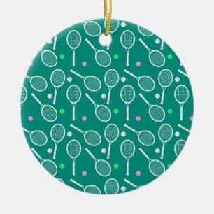 Tennis Racket Pattern Keramik Ornament