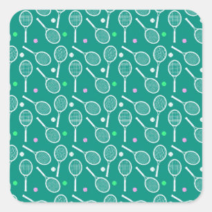 Tennis Racket Pattern Quadratischer Aufkleber