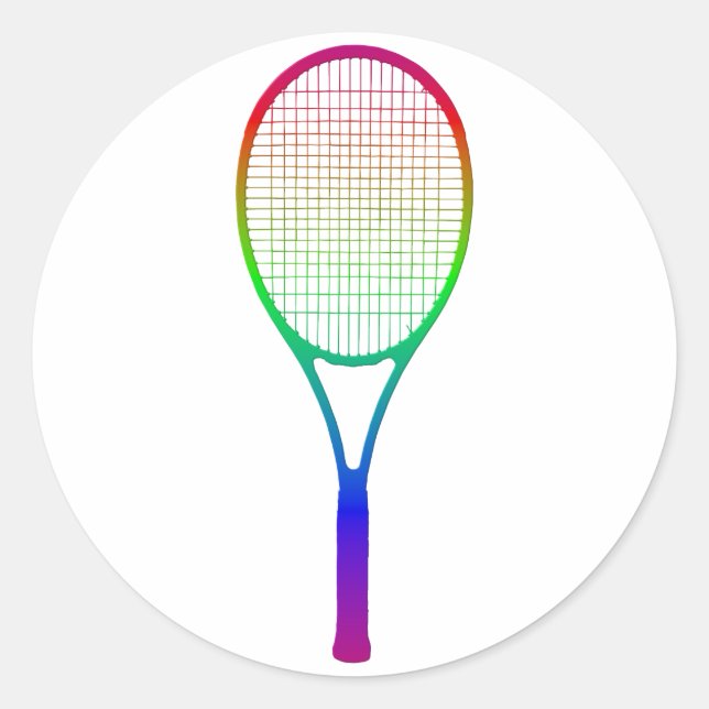 Tennis Racket Runder Aufkleber (Vorderseite)
