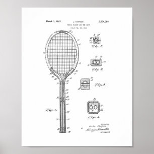 Tennis Racket und Ähnliches Patent Poster
