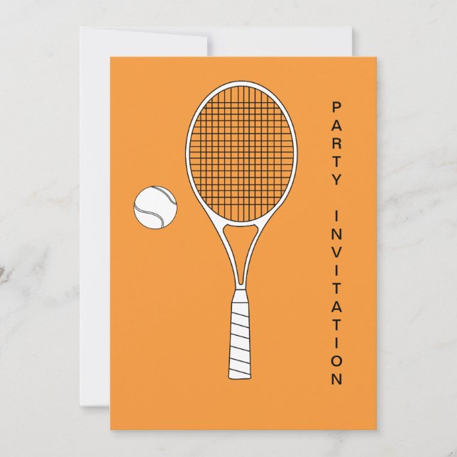 Tennis Racket und Ball Einladung (Vorderseite)