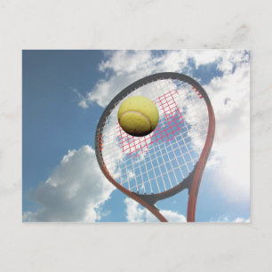 Tennis Racket und Ball in der Air Postcard Postkarte