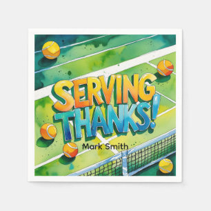 Tennis Racket und Ball on Court Danke Party Serviette