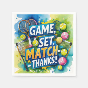 Tennis Racket und Ball on Court Danke Party Serviette