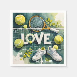 Tennis Racket und Ball on Court Danke Party Serviette