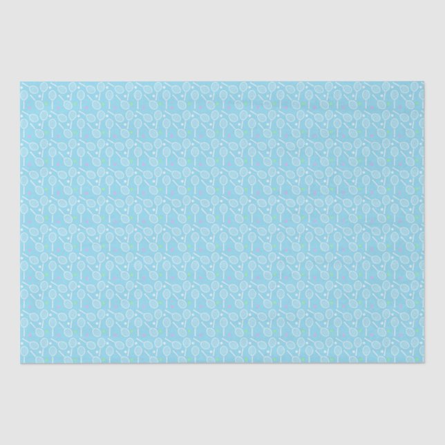 Tennis Racket und Pastellfarben-Ball-Muster Seidenpapier (Vorderseite)