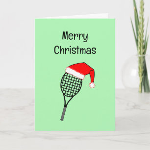 Tennis Racket Weihnachtsmannmütze Dankeskarte