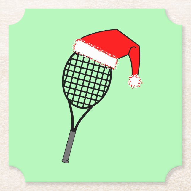 Tennis Racket Weihnachtsmannmütze Untersetzer (Vorderseite)