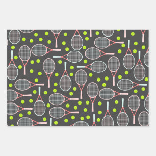 Tennis Racket Wrapping Paper Geschenkpapier Set