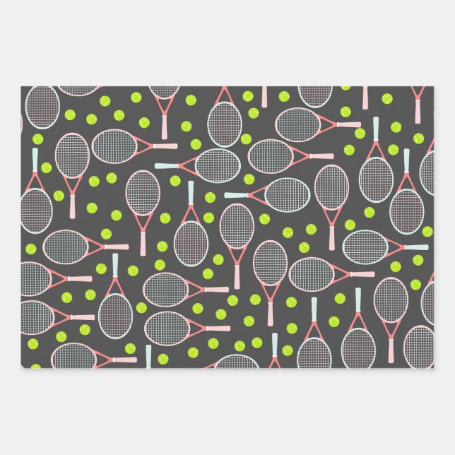 Tennis Racket Wrapping Paper Geschenkpapier Set (Vorderseite)