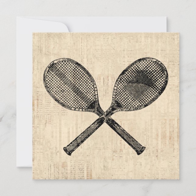 Tennis Rackets Antique Tennis Racquet Skript-Papie Karte (Vorderseite)