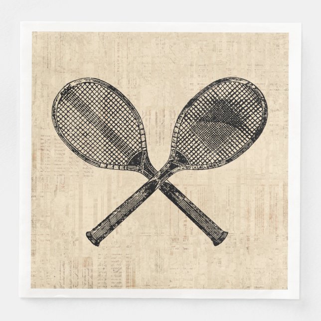 Tennis Rackets Antique Tennis Racquet Skript-Papie Serviette (Vorderseite)