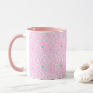 Tennis-Rackets & Ball-Muster Pastellrosa Tasse